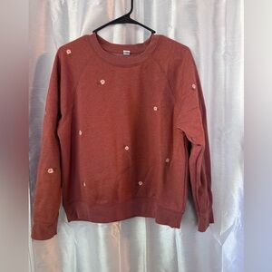 Old Navy Rose-Embroidered Crewneck Sweatshirt - Rust
